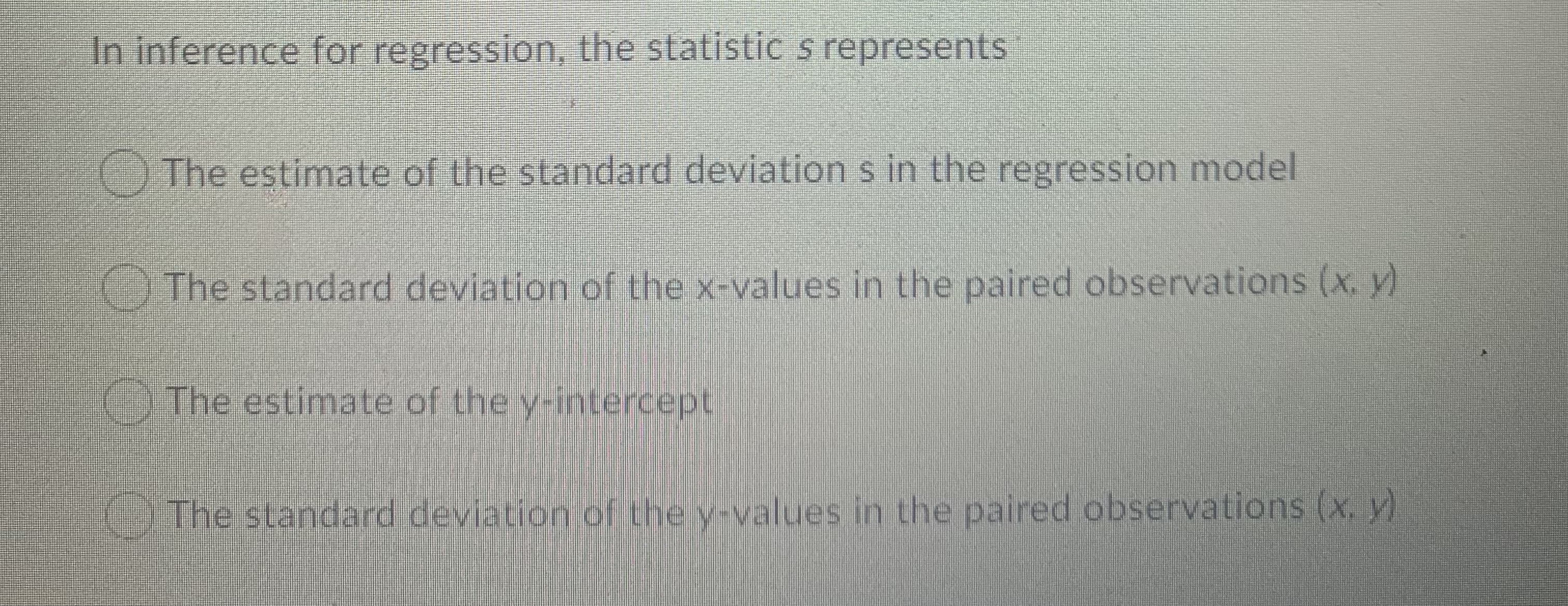 population regression slope B is based on which of the following distributions?