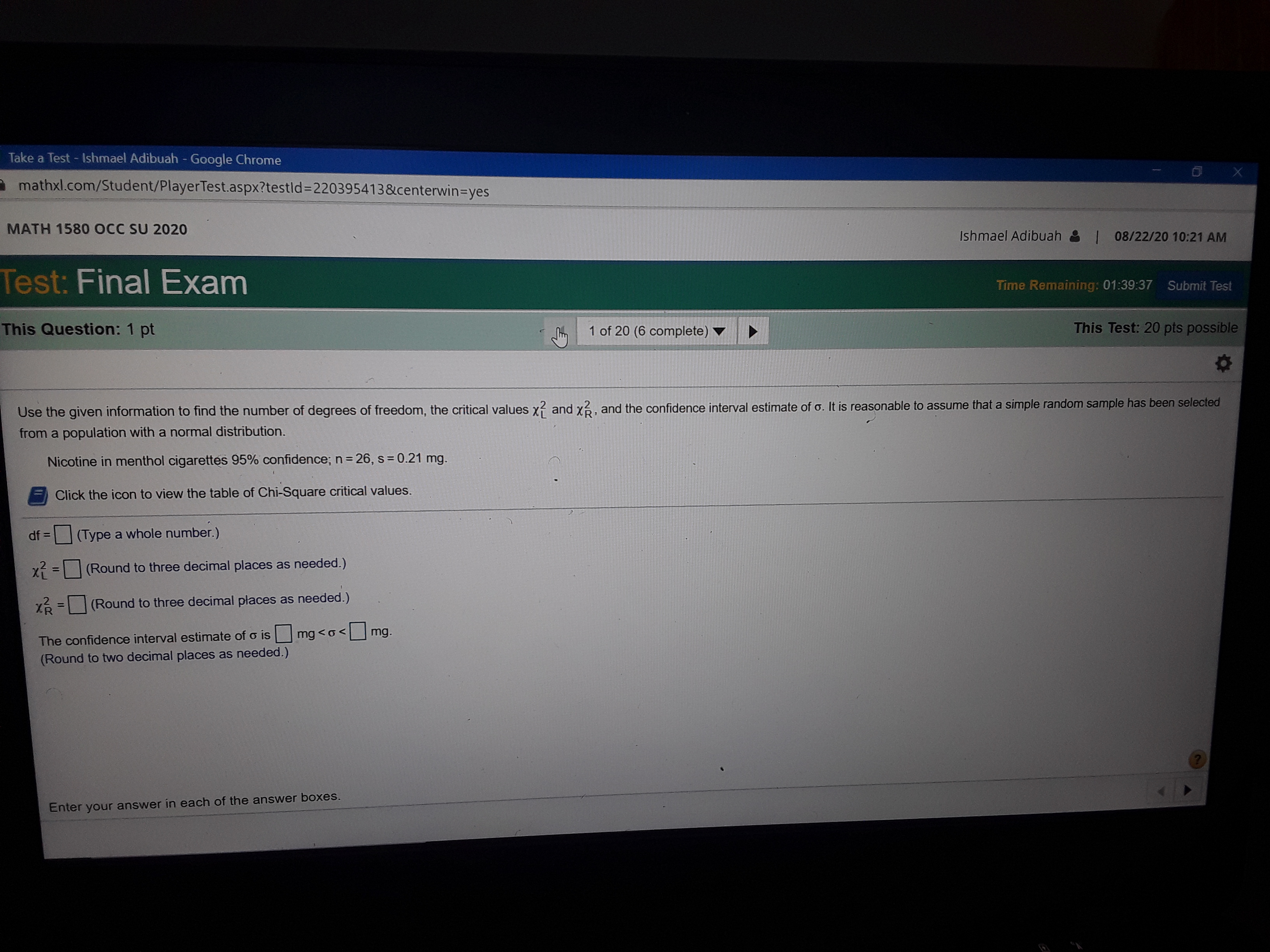 Hello. I need some assistance in solving this problem Take a Test