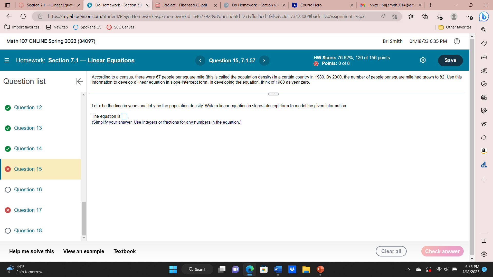  Section 7.1 - Linear Equatic X Do Homework - Section 7.1
