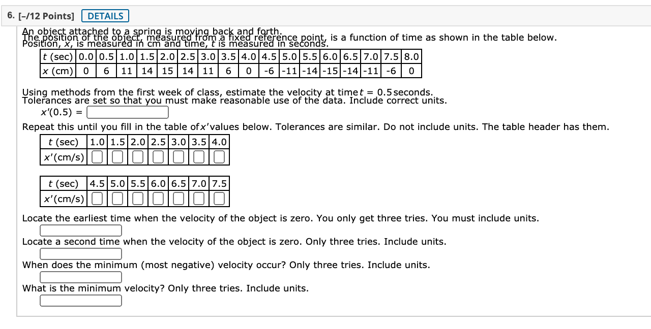 [-/4 Points] DETAILS MY NOT The graph below shows water level readings