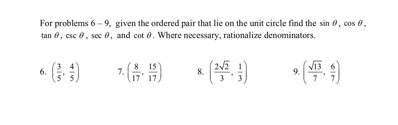 Please help me!!!! Explain step by step For problems 6 9, given