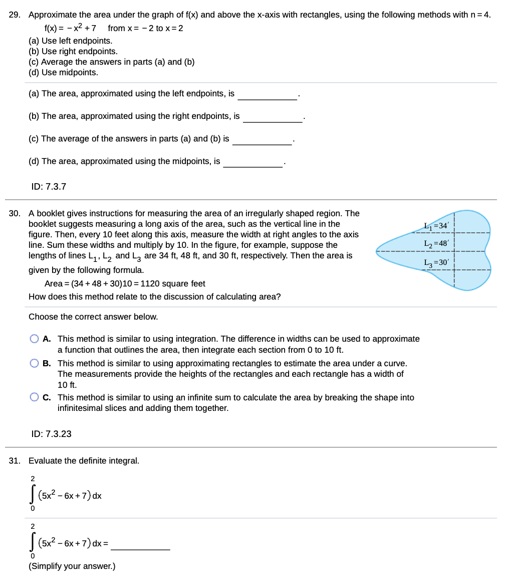 Please answer step by step. 29. Approximate the area under the graph