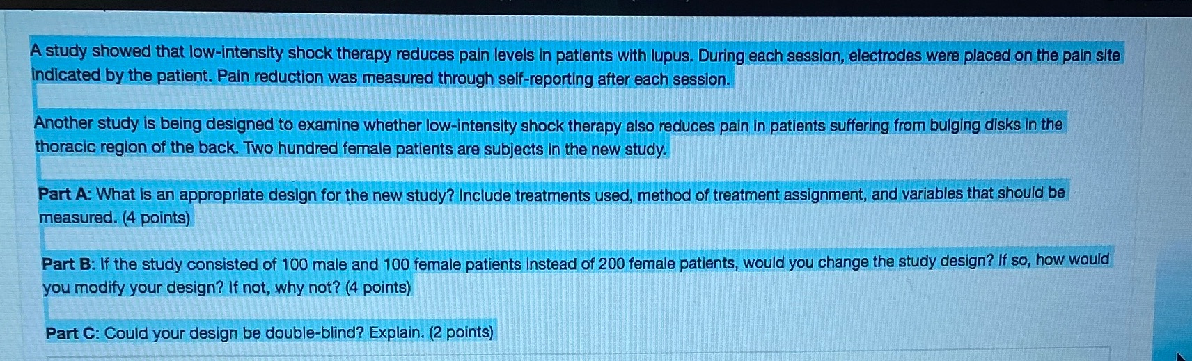 Please hellppp A study showed that low-intensity shock therapy reduces pain levels