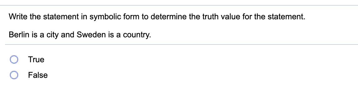 and r represent false statements. Find the truth value of the compound