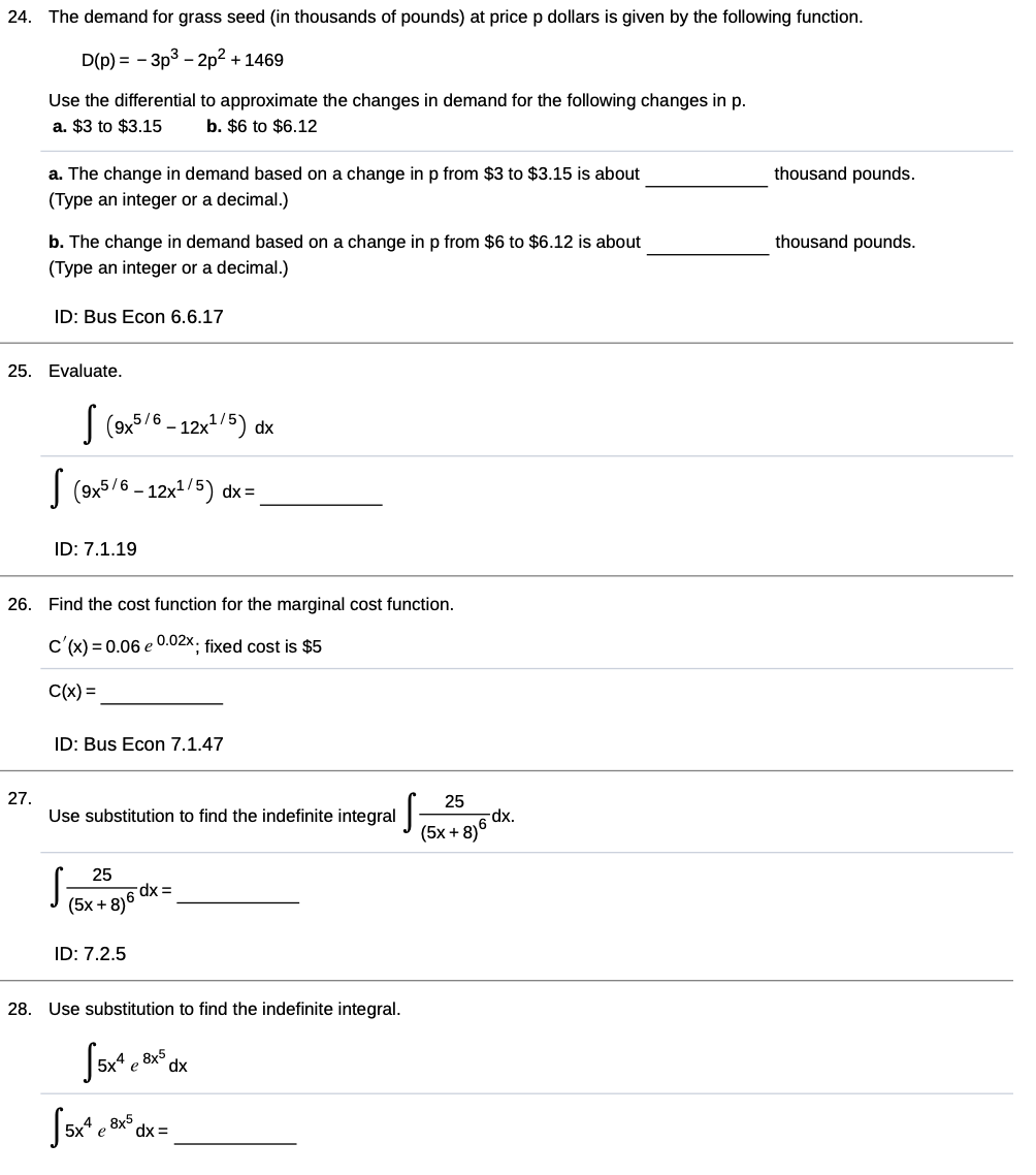 Please answer step by step. 24. The demand for grass seed (in