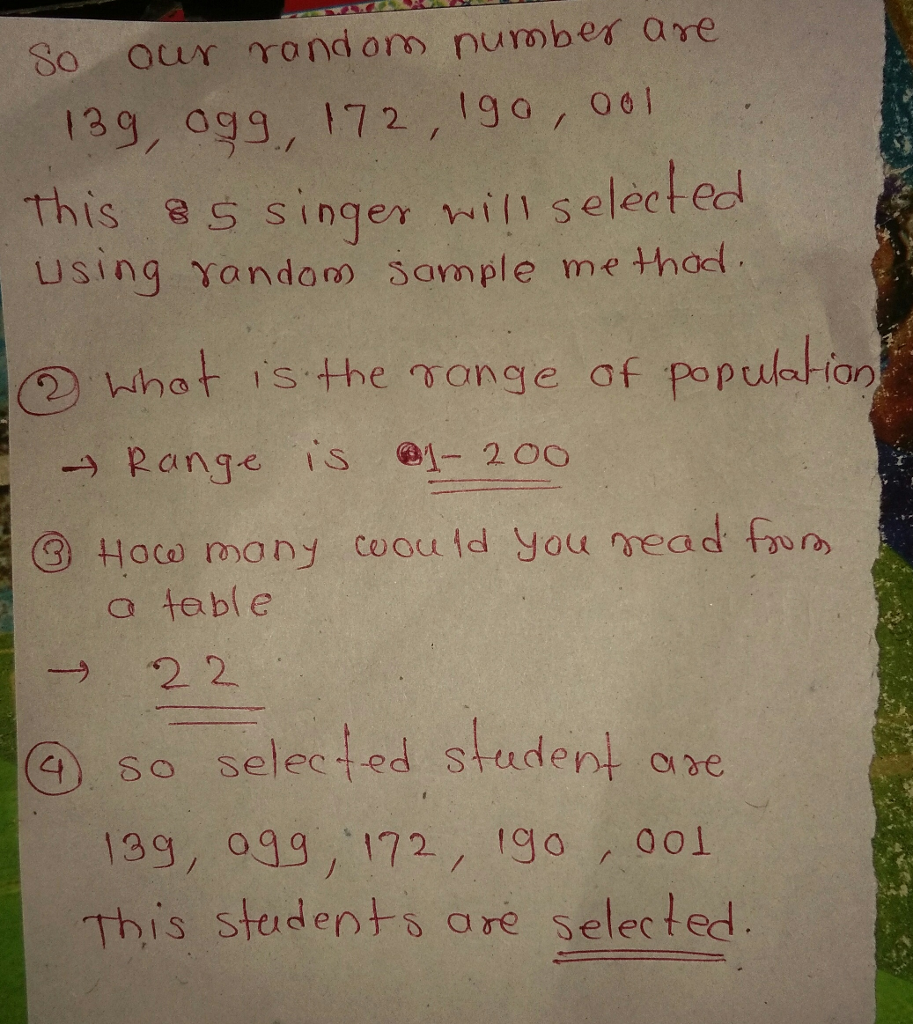 #3: Random Number Table Sampling Problem200 singers are trying out for "Brookdale
