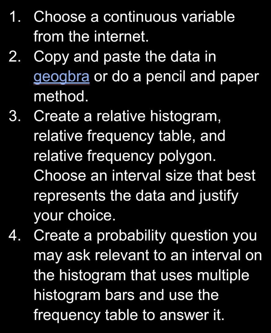 Choose a continuous variable from the internet. Copy and paste the
