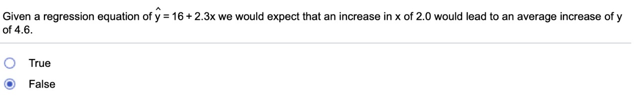 Find missing values Given a regression equation of; = 16 + 2.3x