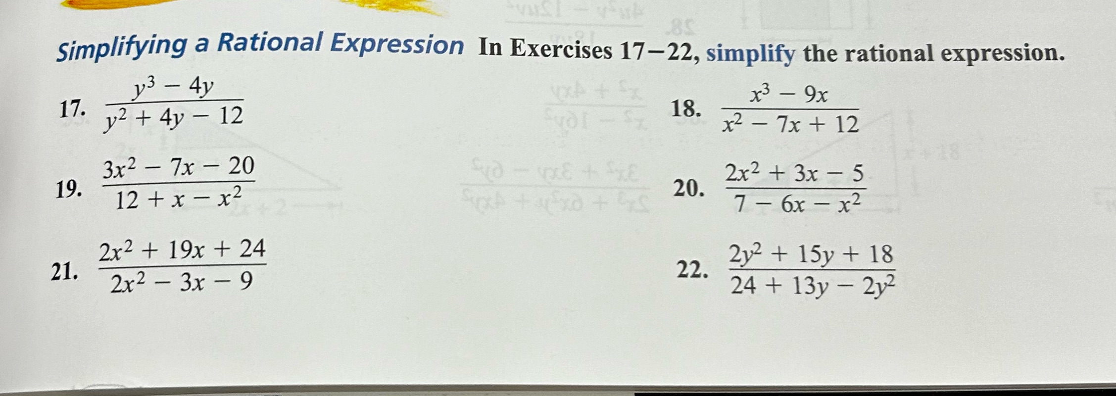 pls show work Simplifying a Rational Expression In Exercises 17-22, simplify the