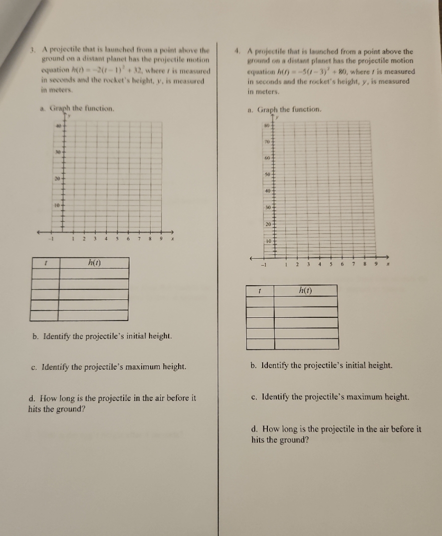 3.2wkst#4 please answer per instructions 3. A projectile that is launched from