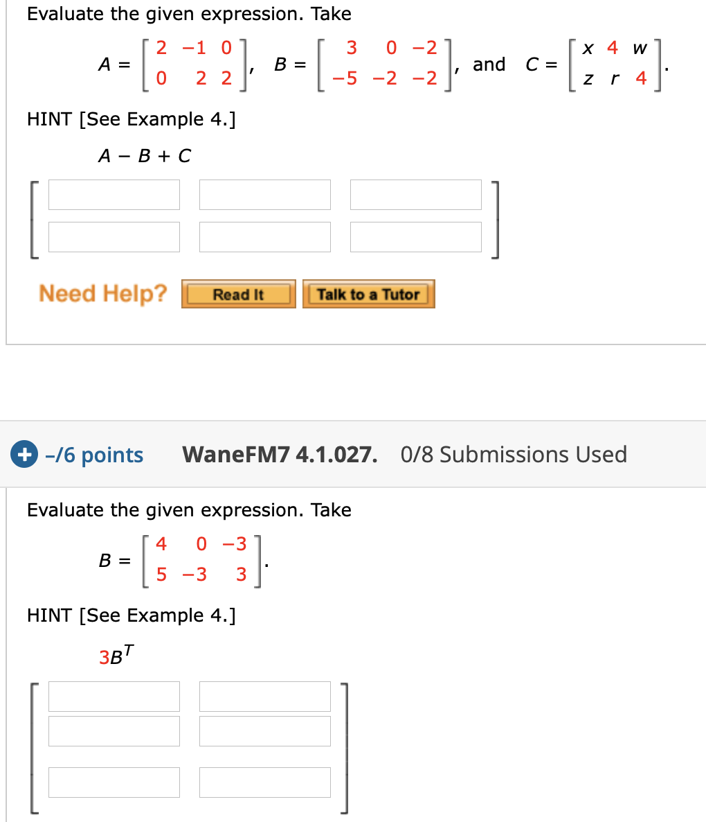 an answer is undefined, enter UNDEFINED.) For this exercise, let A =