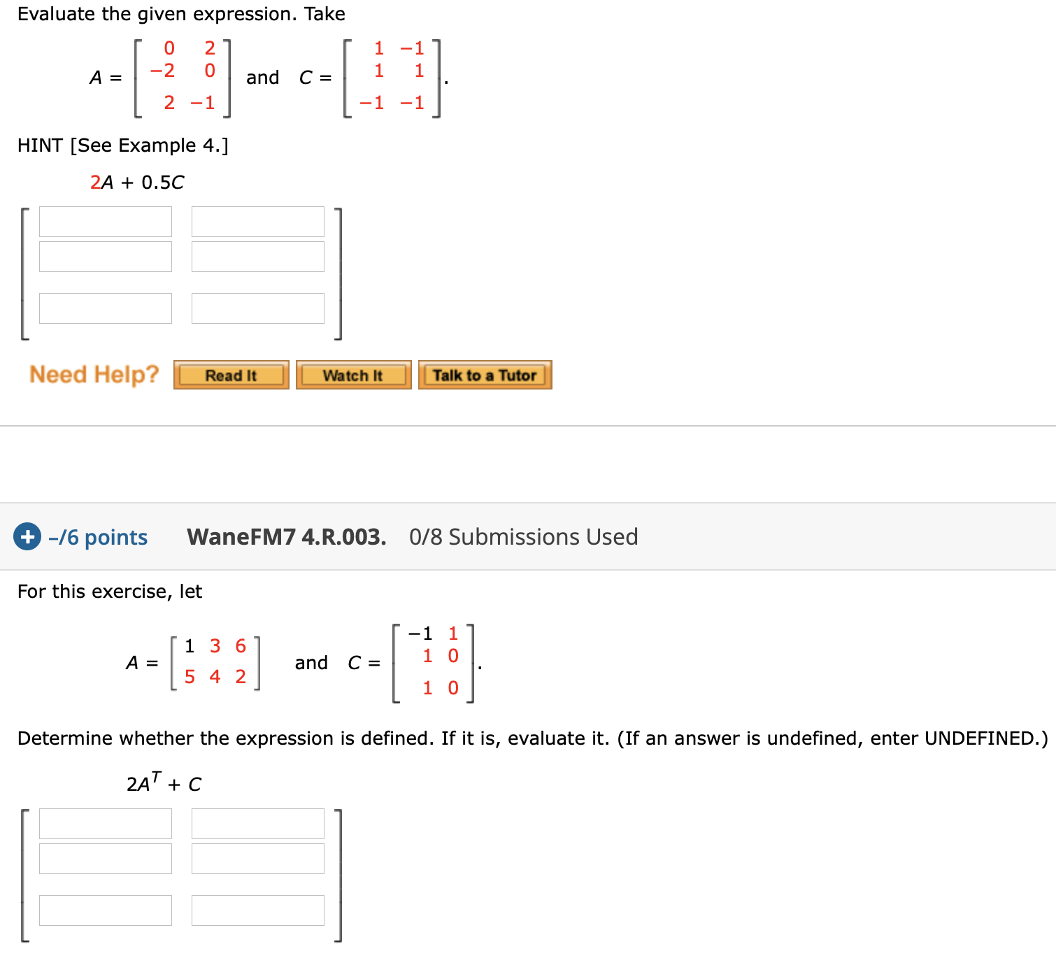 1 3 2 4 5 6 and B = Determine whether the