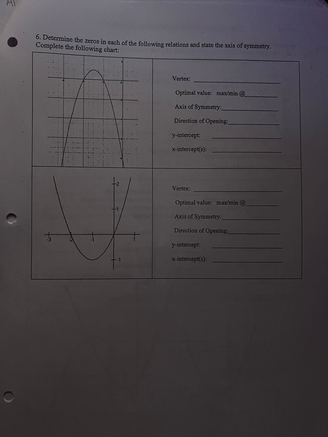 quadratic, or neither. a) X y 1 ST 2nd Difference Difference -2