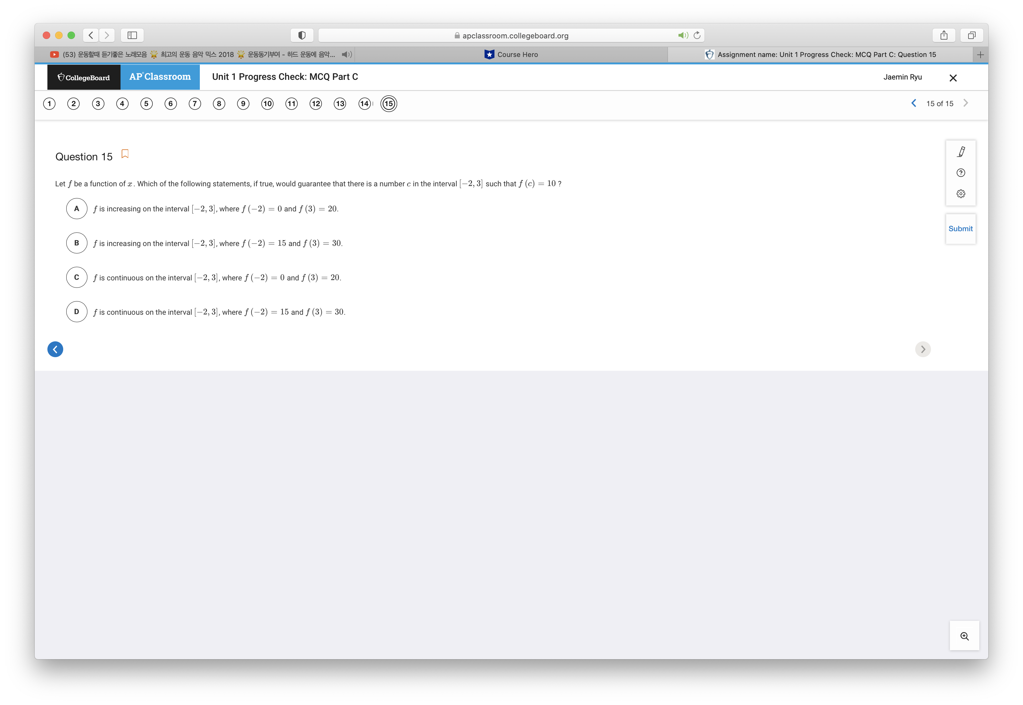 Unit 1 Progress Check: MCQ Part C Jaemin Ryu X 1 2