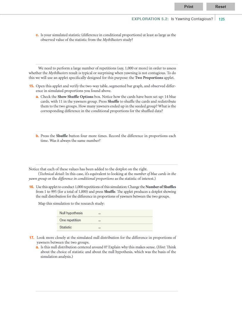 proportion of subjects who yawned in the "yawn seed" group, and then