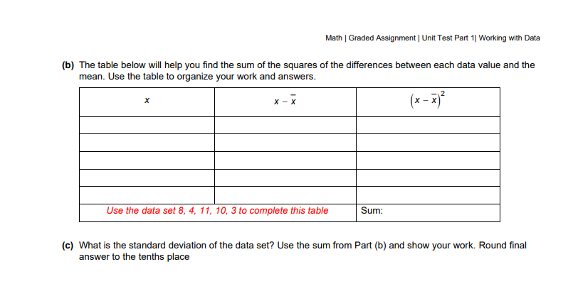  Math | Graded Assignment | Unit Test Part 1| Working with