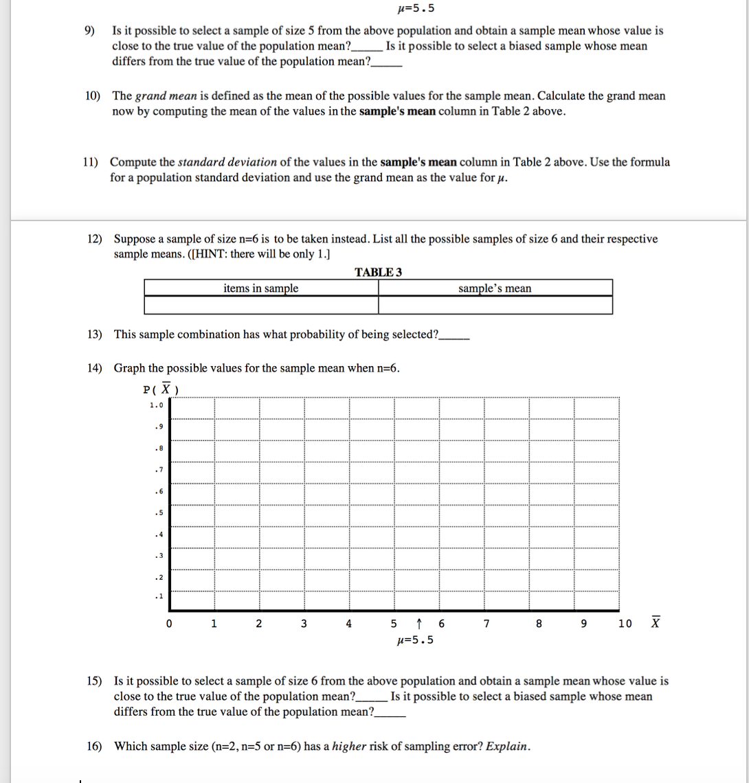 {2, 3.4. 5. 8. ll} 1) What is this population's: ,u: a: