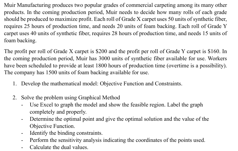 Subject: Operation Research/ Management Science/Data SciencePlease screenshot every process. If not possible,