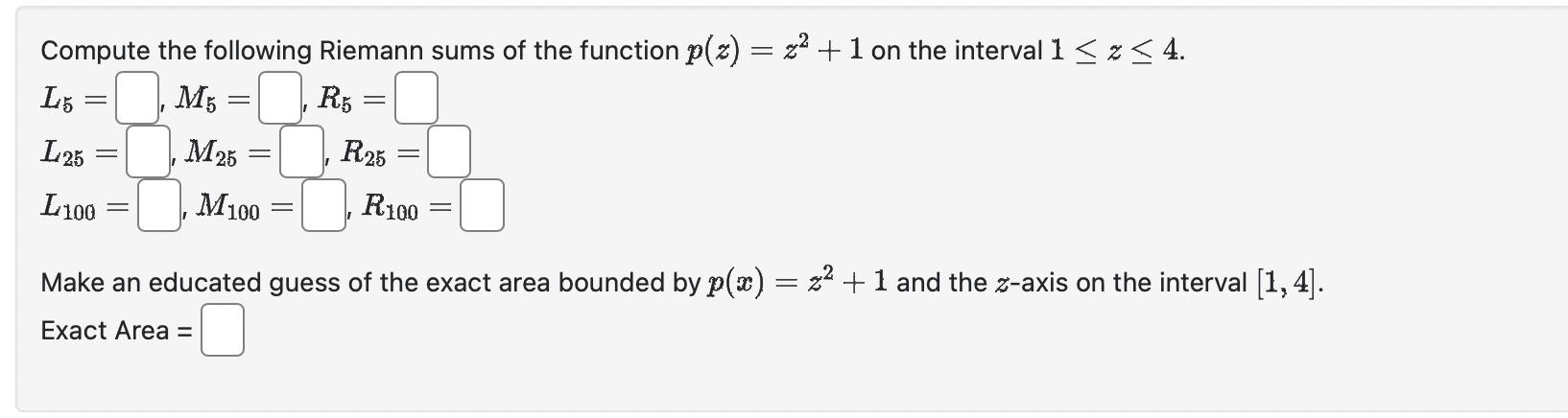 3 2 Riemann sum for = 2% on [1, 4] a) The
