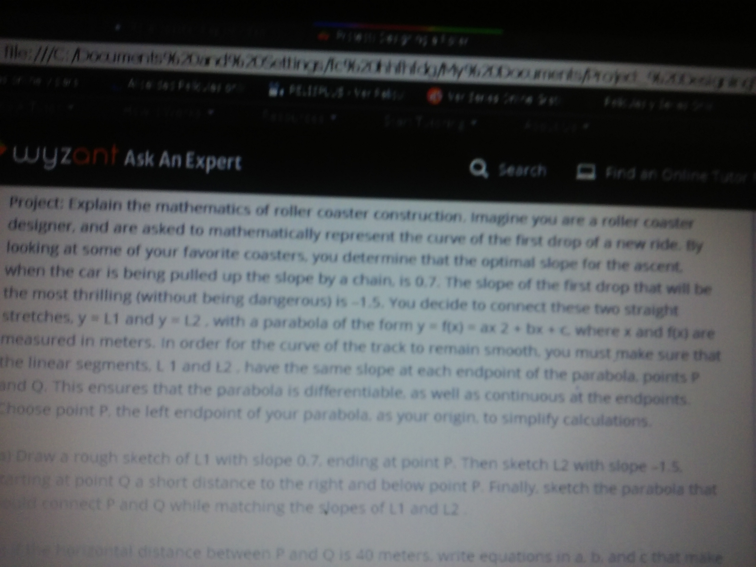 Using a calculator or a computer,plot the parabola f(x).Compare this to your