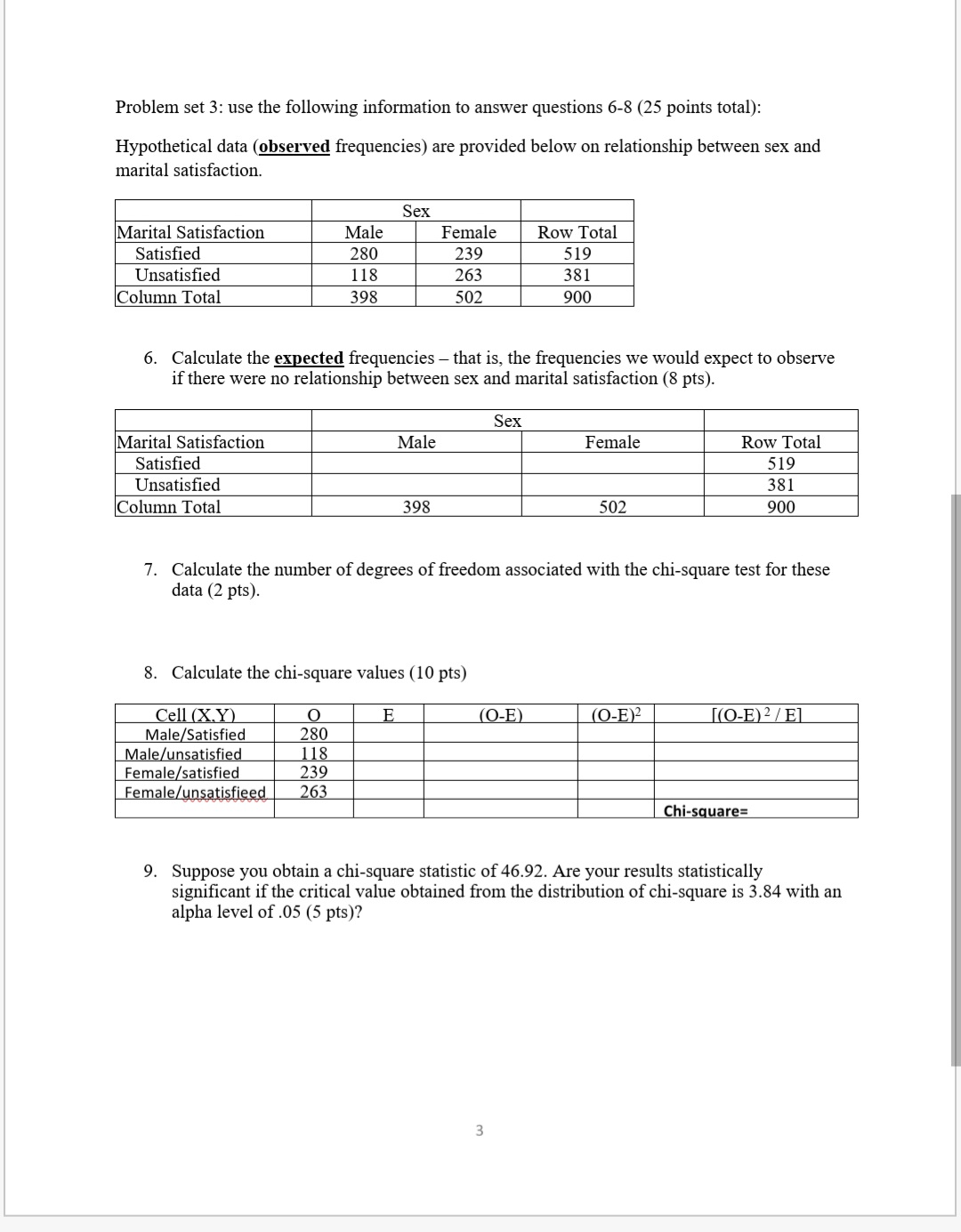 Please help by showing work Problem set 3: use the following information