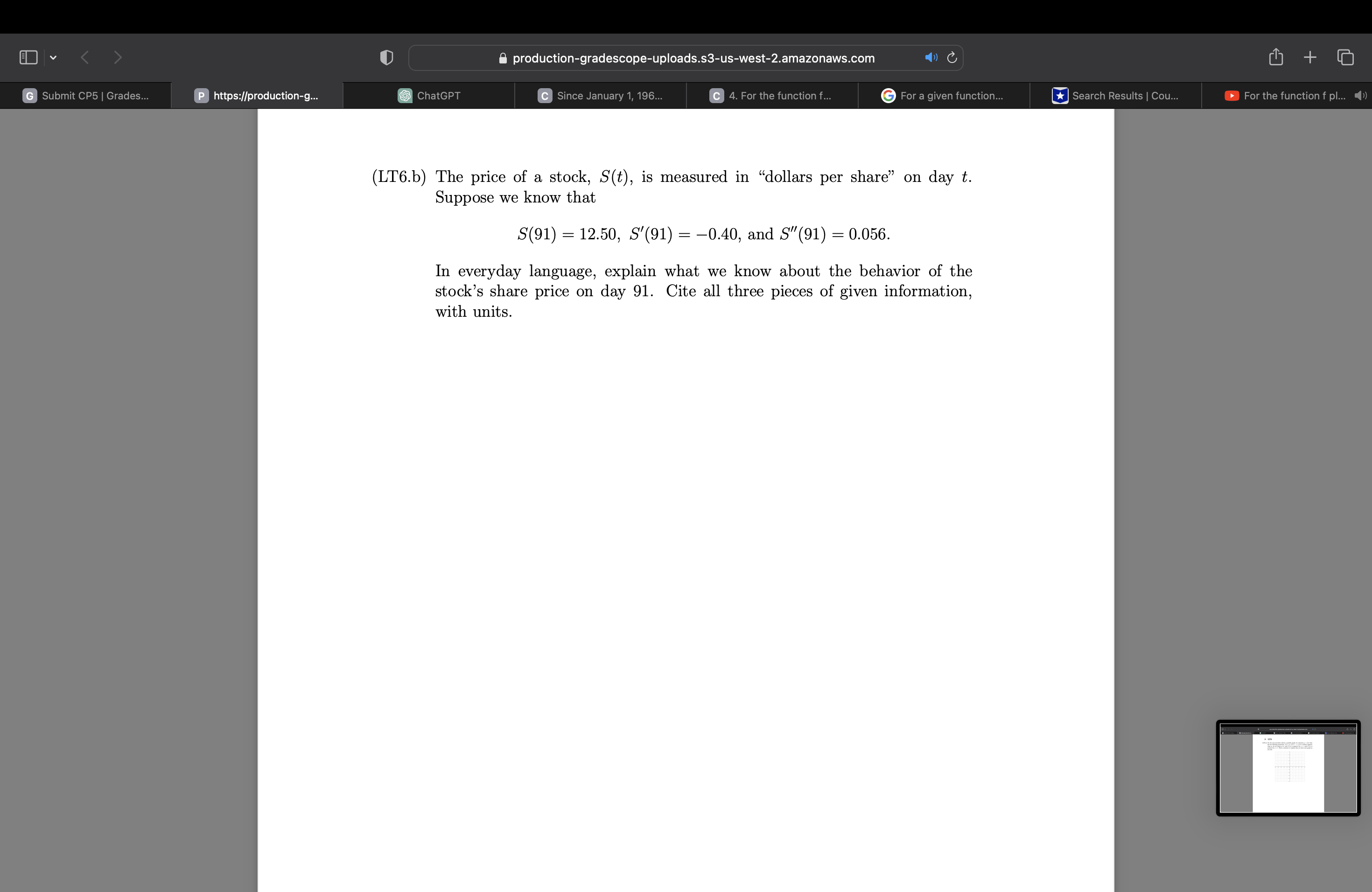 For the function f pl... ) G Submit CP5 | Grades... C