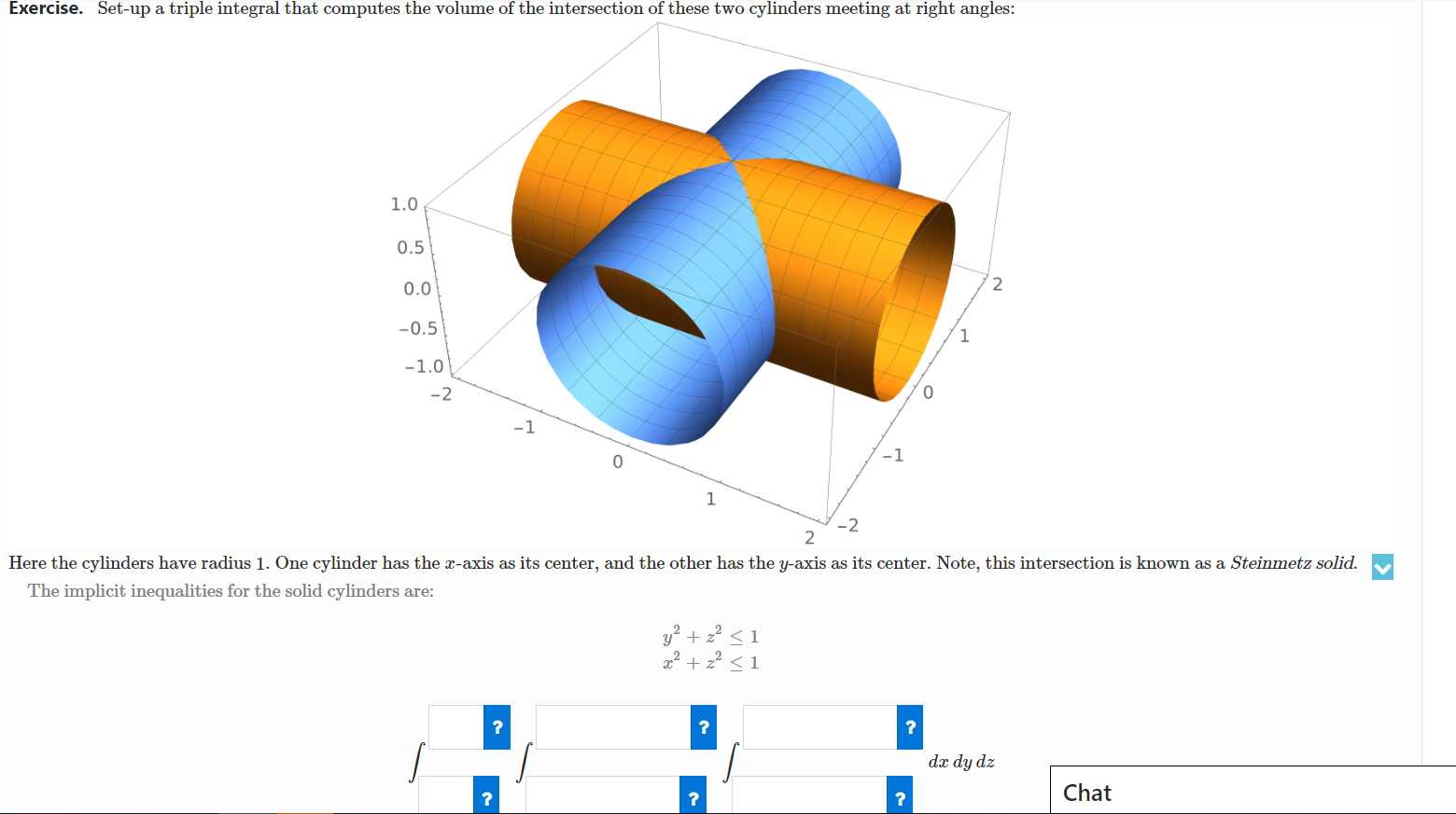 Exercise Problem Exercise. Set-11p a triple integral that computes the volume of