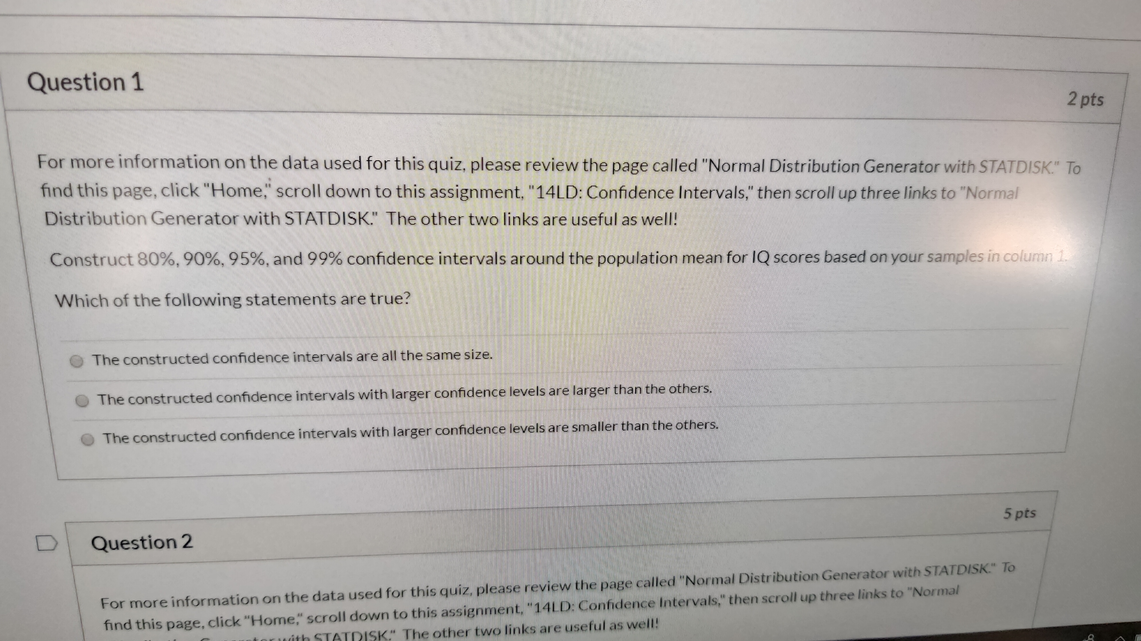 This need to be done in "STATDISK" but I don't know how