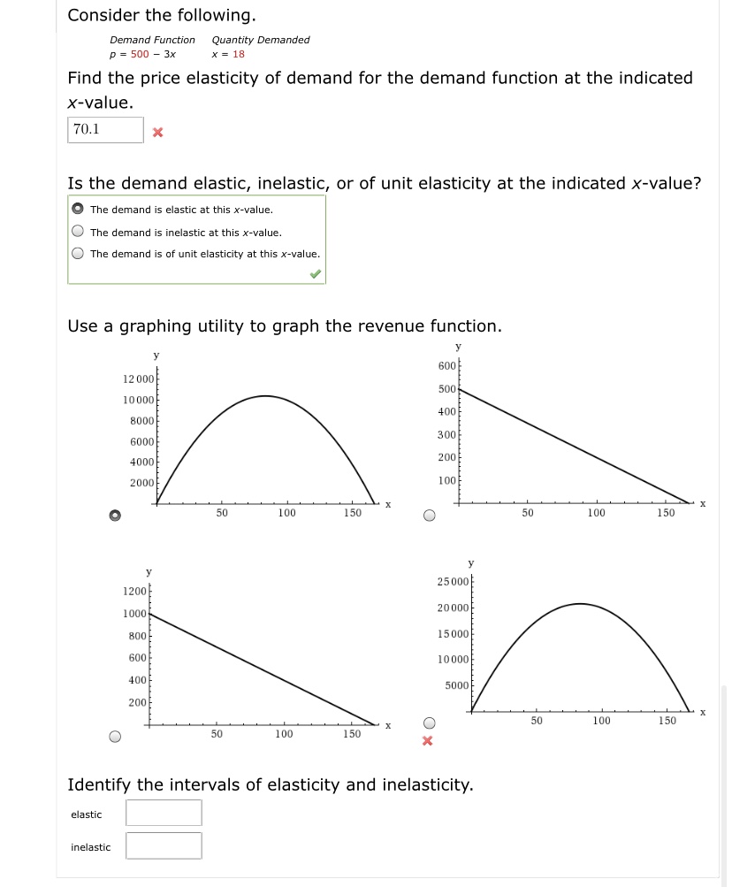 Consider the following Consider the following. Demand Function Quantity Demanded p=m0y x=m