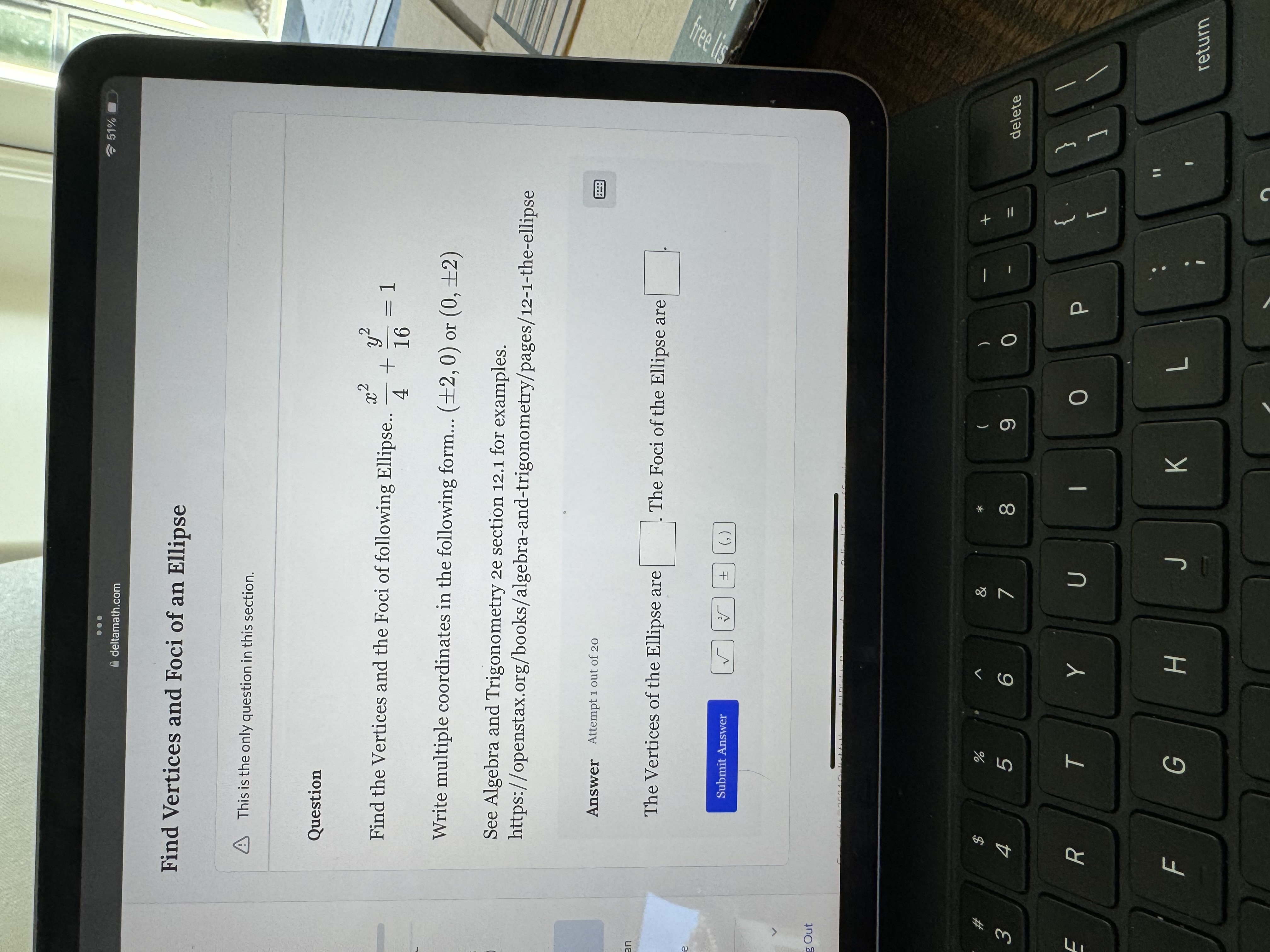 only question in this section. Question Find Focus and directrix of x