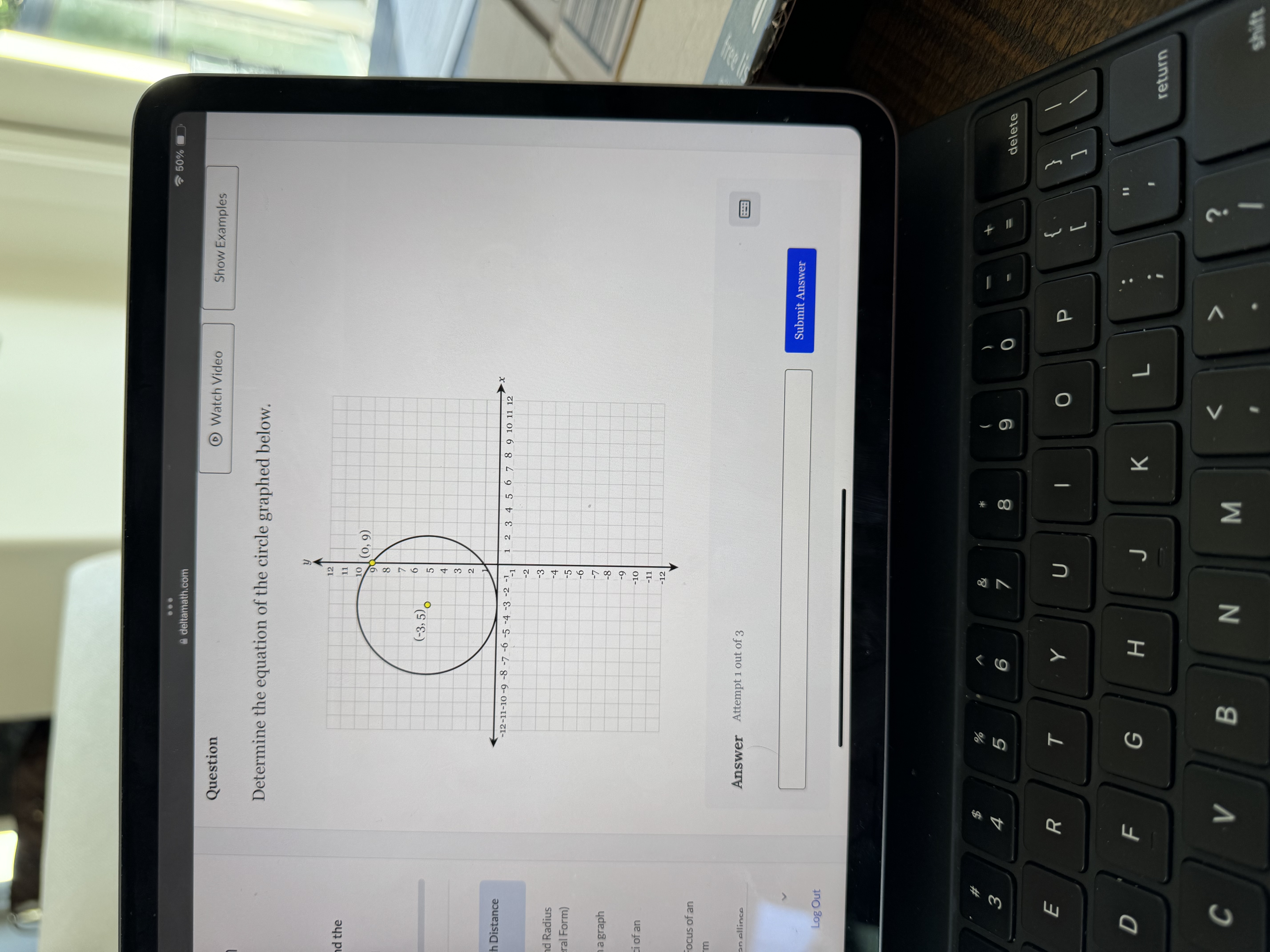Answer Attempt 1 out of 20 The Focus of the parabola is
