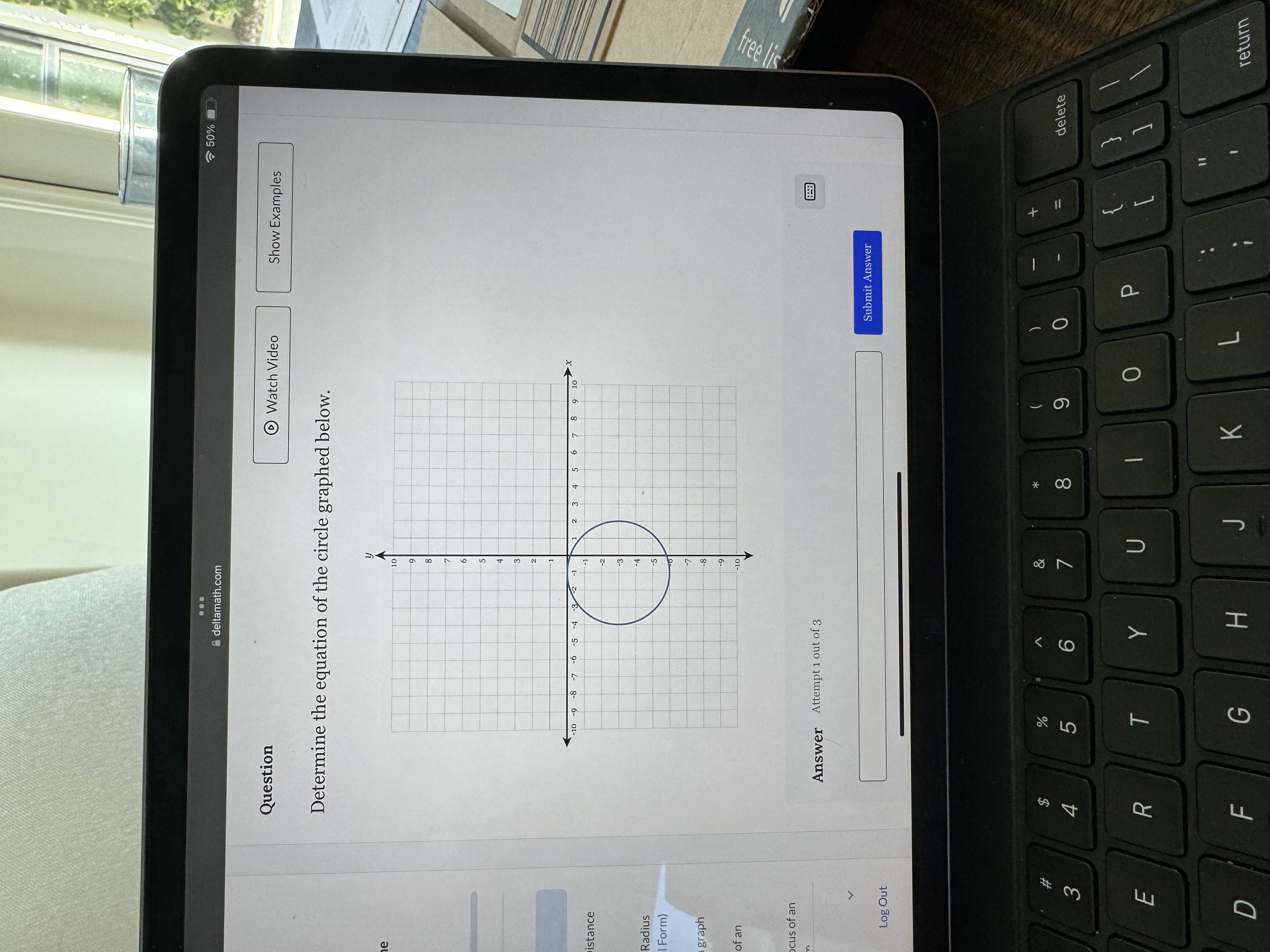 the Directrix of the parabola is bola Submit Answer Log Out Copyright