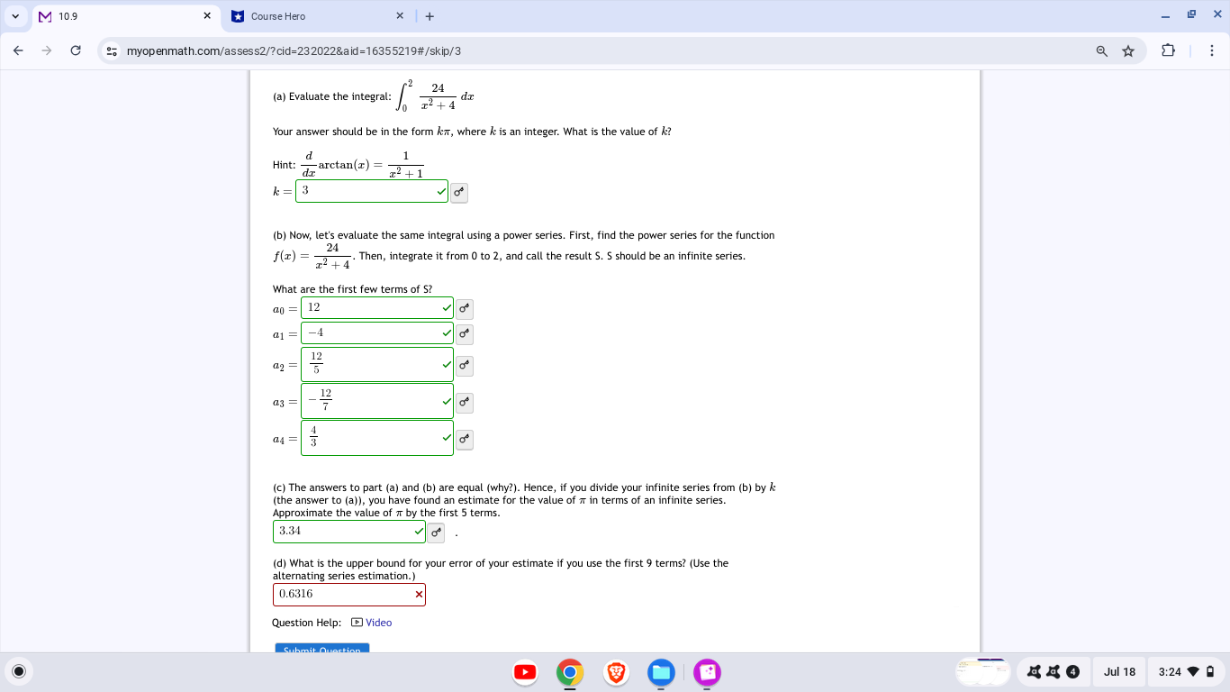 whether or not the series 1 + n2 converges or diverges. Enter