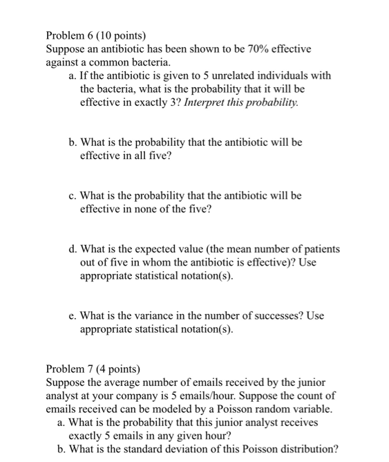  please help me with statistics questions Problem 6 ( 10 points