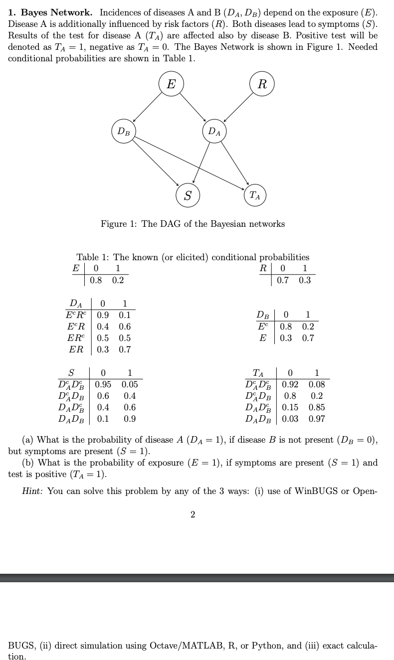 I need help with the attached problem. 1. Bayes Network. Incidences of