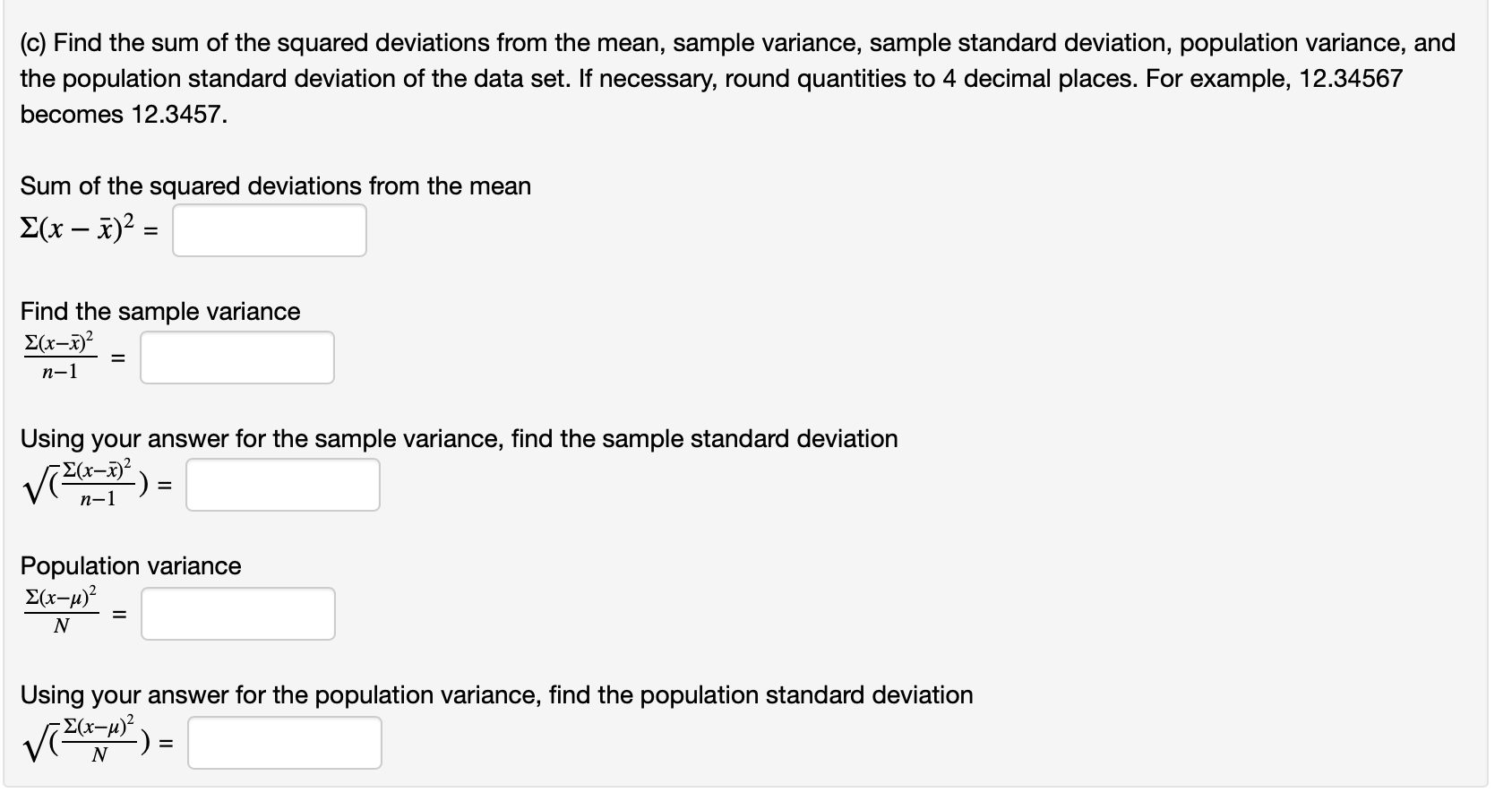in the sample below. Using this information, calculate the range, variance, and