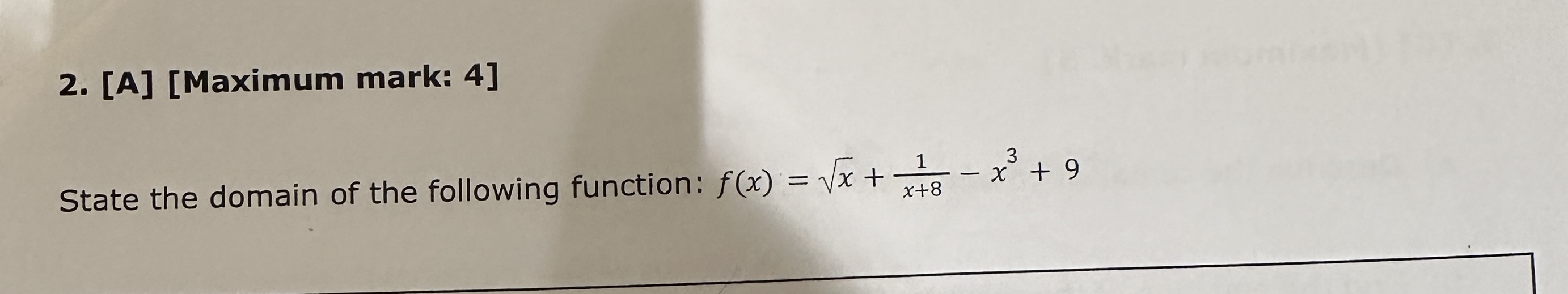  \f1. [A] [Maximum mark: 7] Let h be the function given