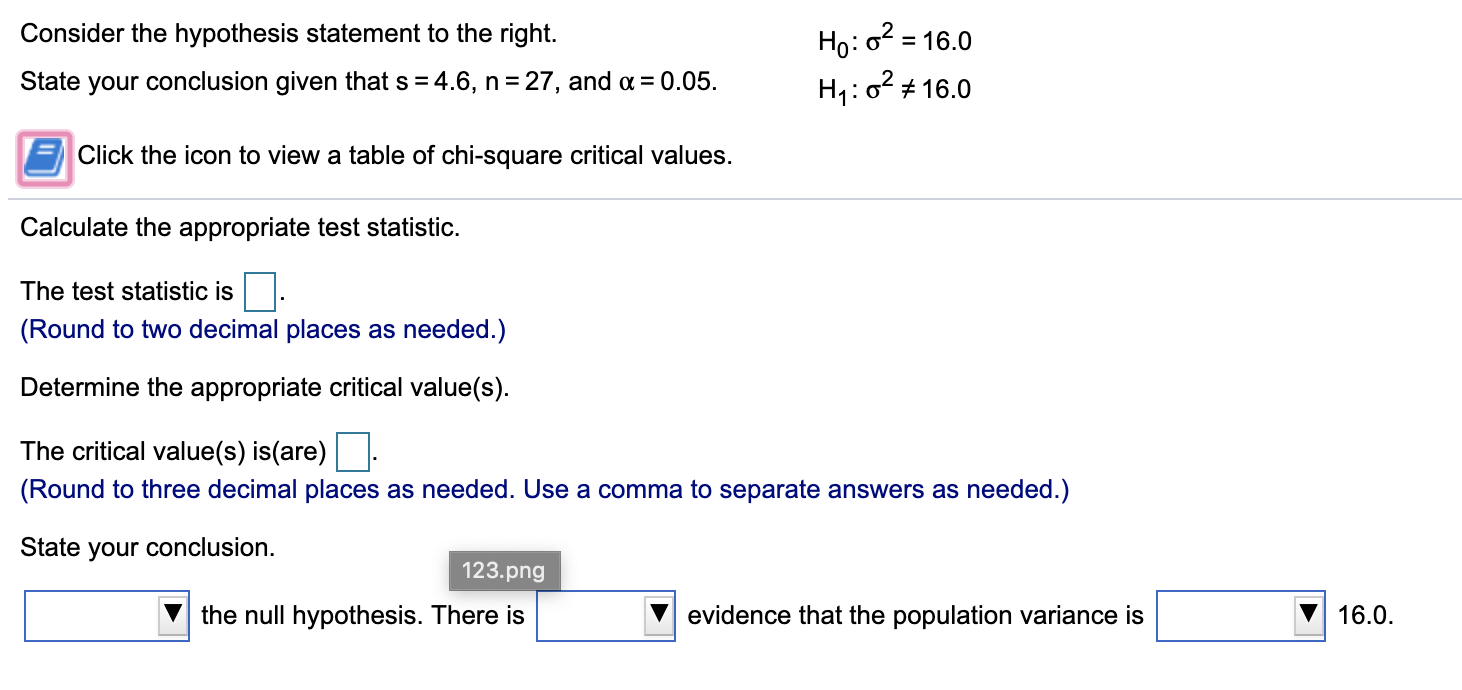 1.3, n = 31, and 0: = 0.10. H1: 0'2 6_0 3
