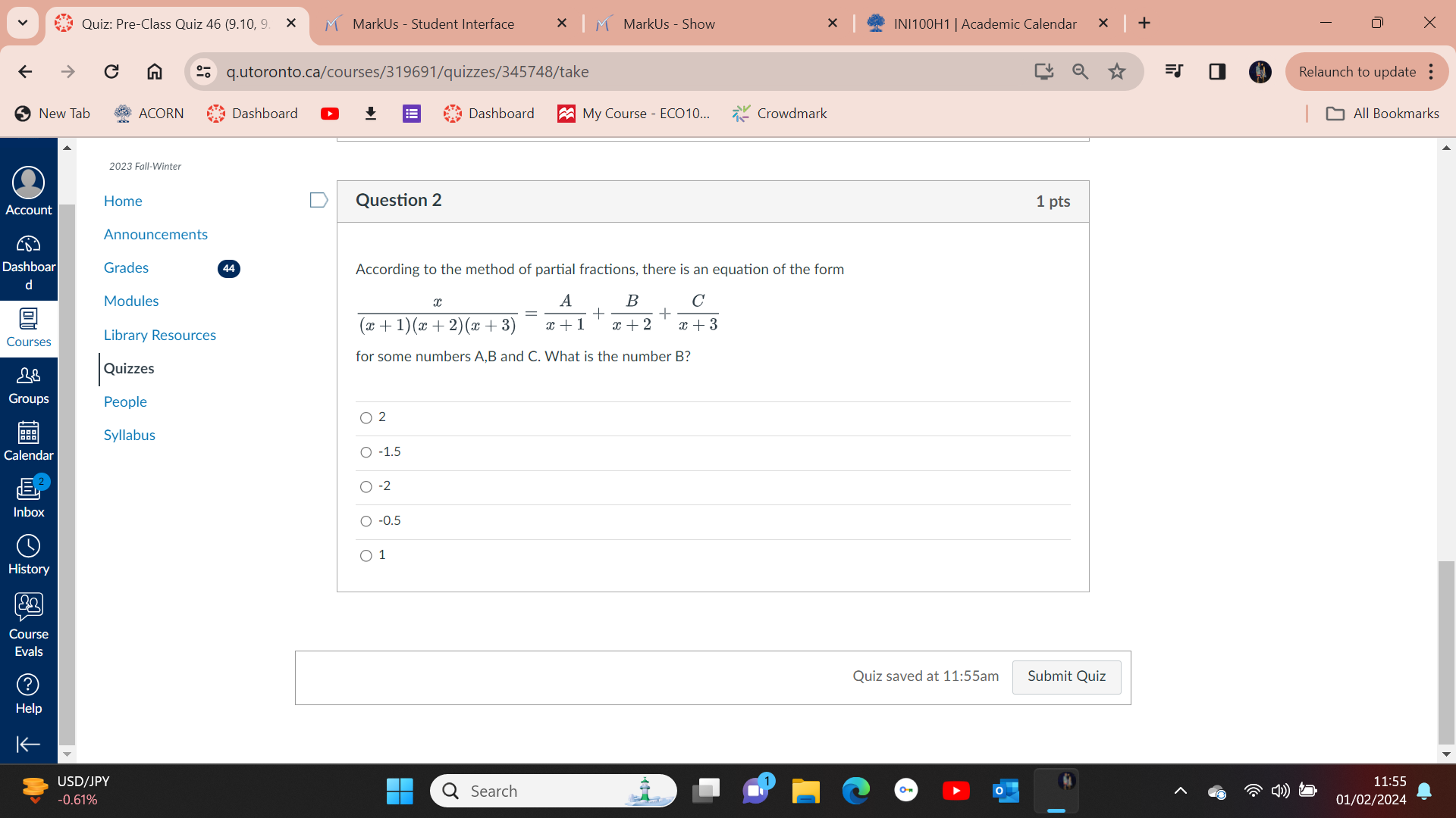 Interface x M MarkUs - Show X INI 100H1 | Academic Calendar