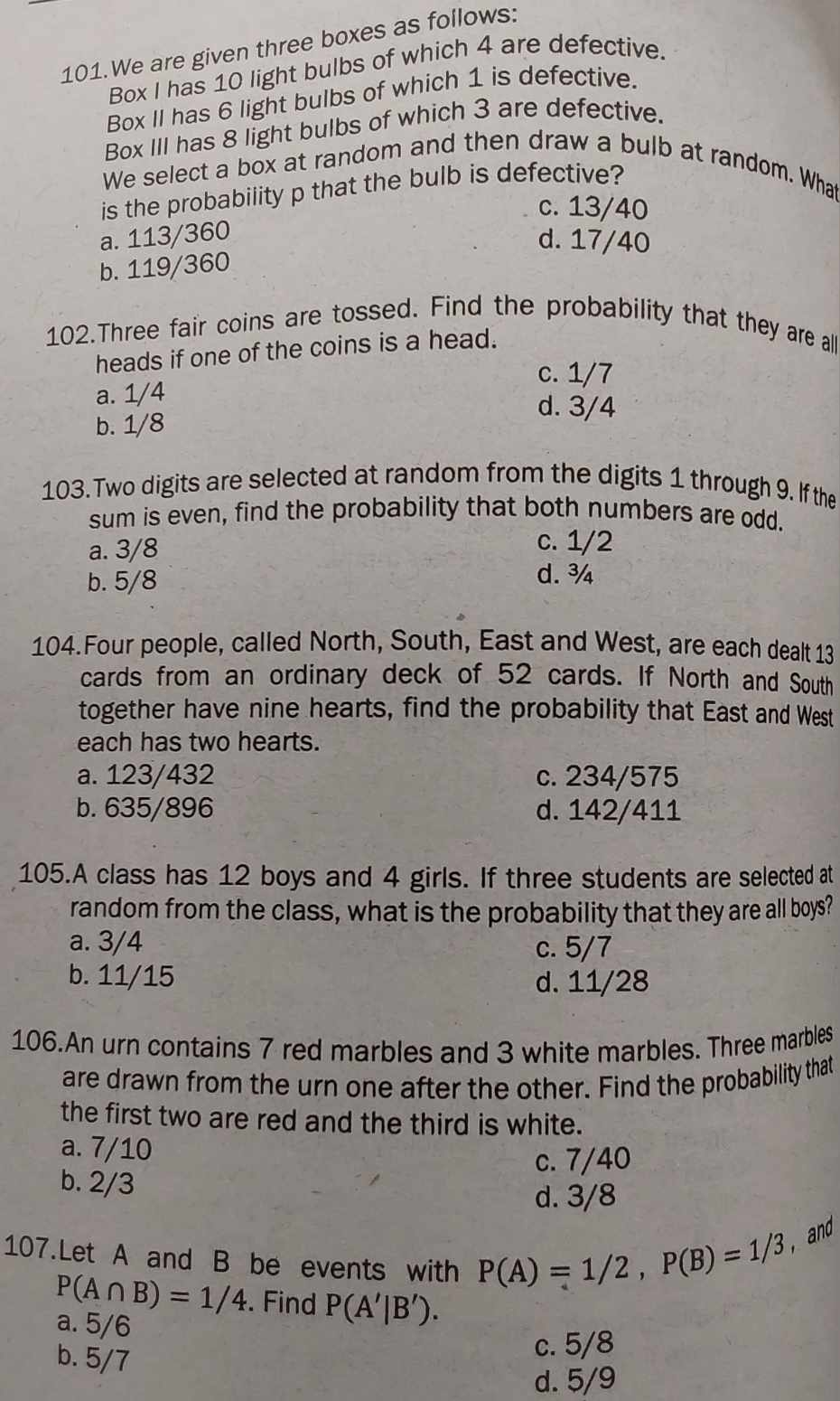 101. We are given three boxes as follows: Box I has