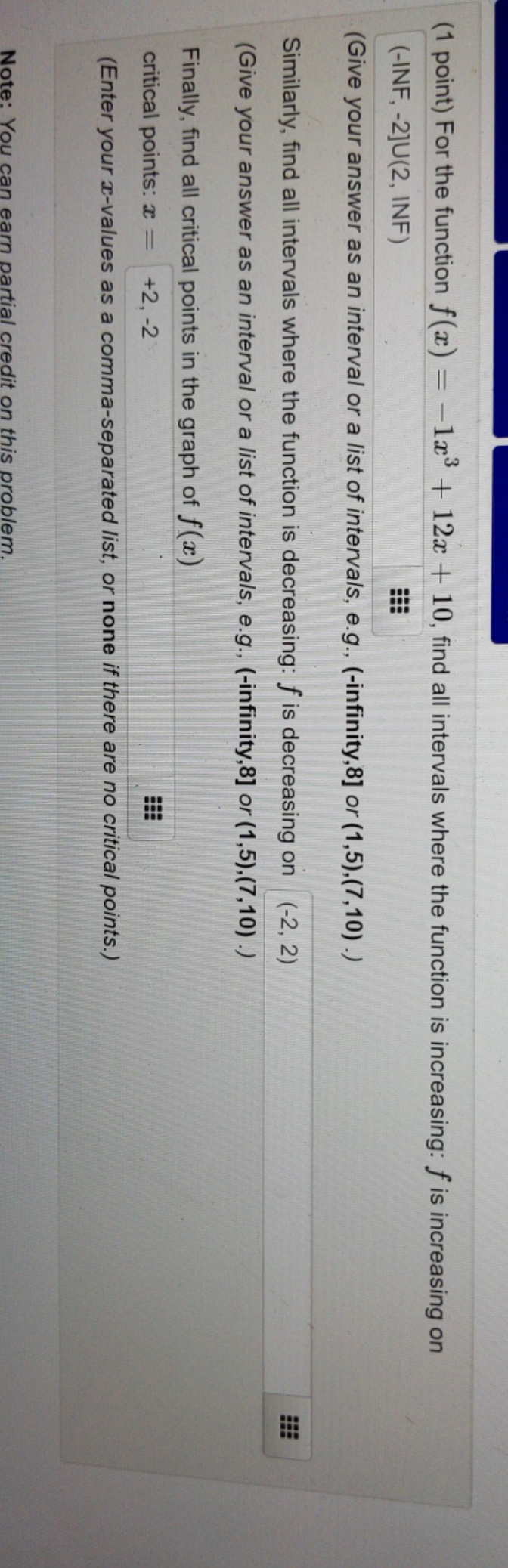 hello I need help solving this (1 point) For the function f(x)