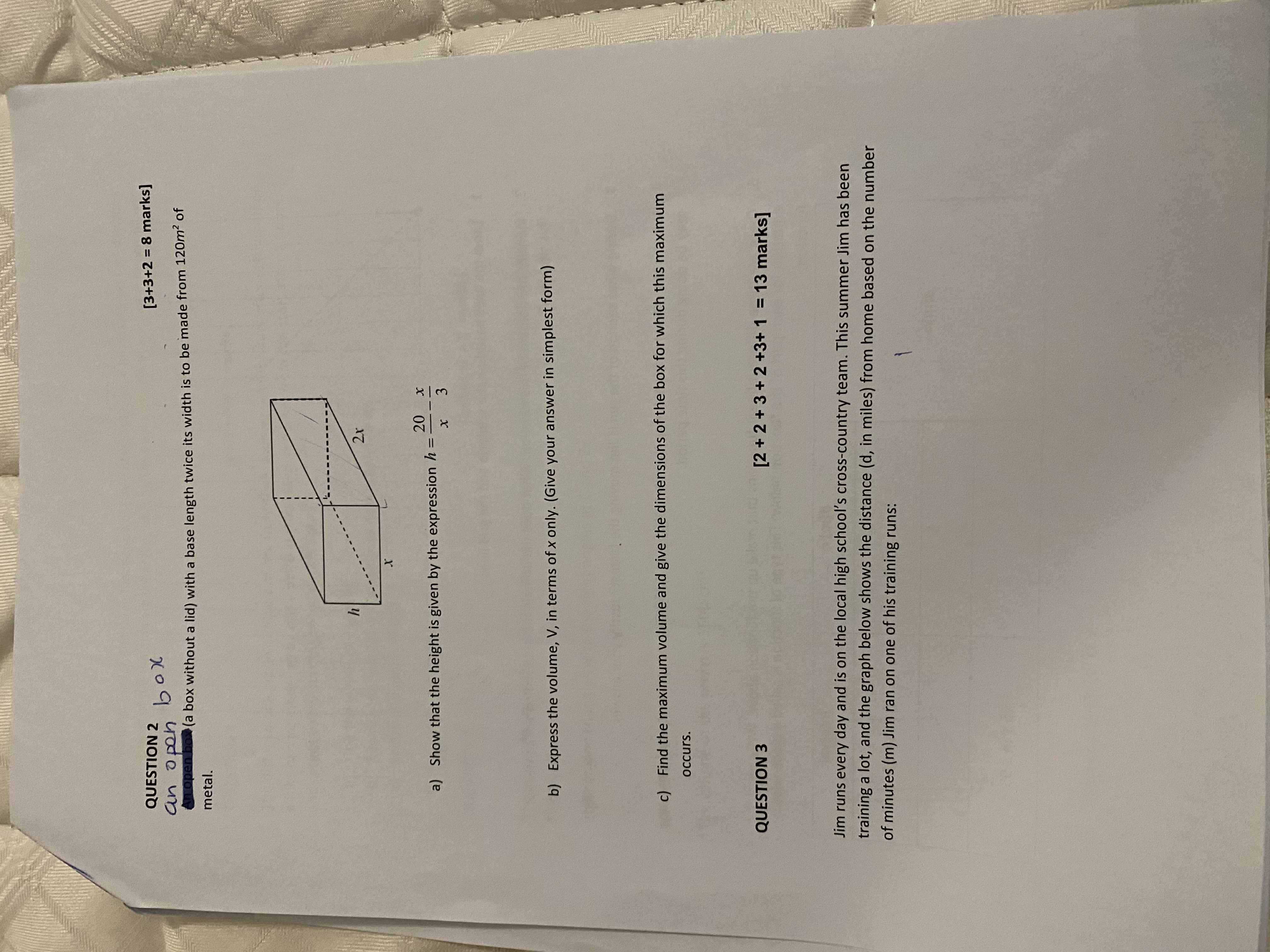 across a river, as shown below. The bridge can be modelled by