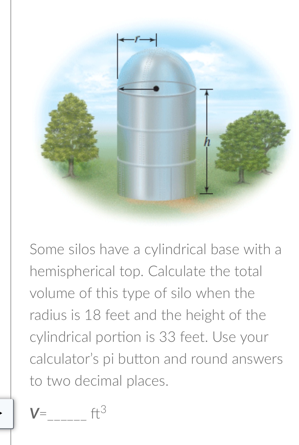 What is v equal Some silos have a cylindrical base with a