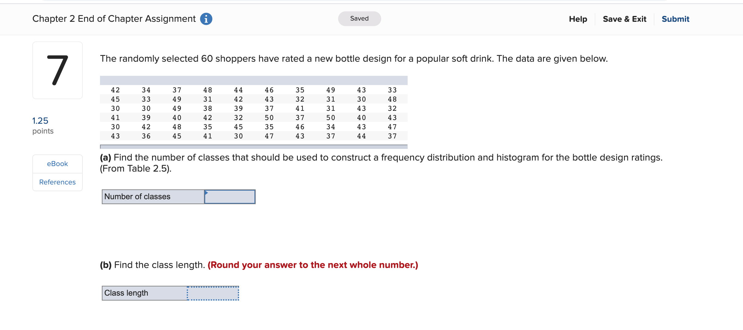  Chapter 2 End of Chapter Assignment 0 7 1.25 points eEook