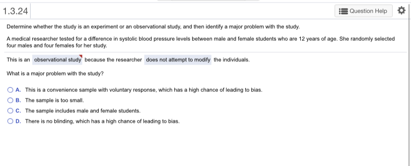 or the new medication. O C. The subjects in the study did