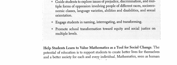 questions situating mathematics as a tool for understanding and inves- tigating social