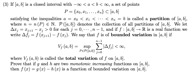  (3) If [a, b] is a closed interval with -co 0