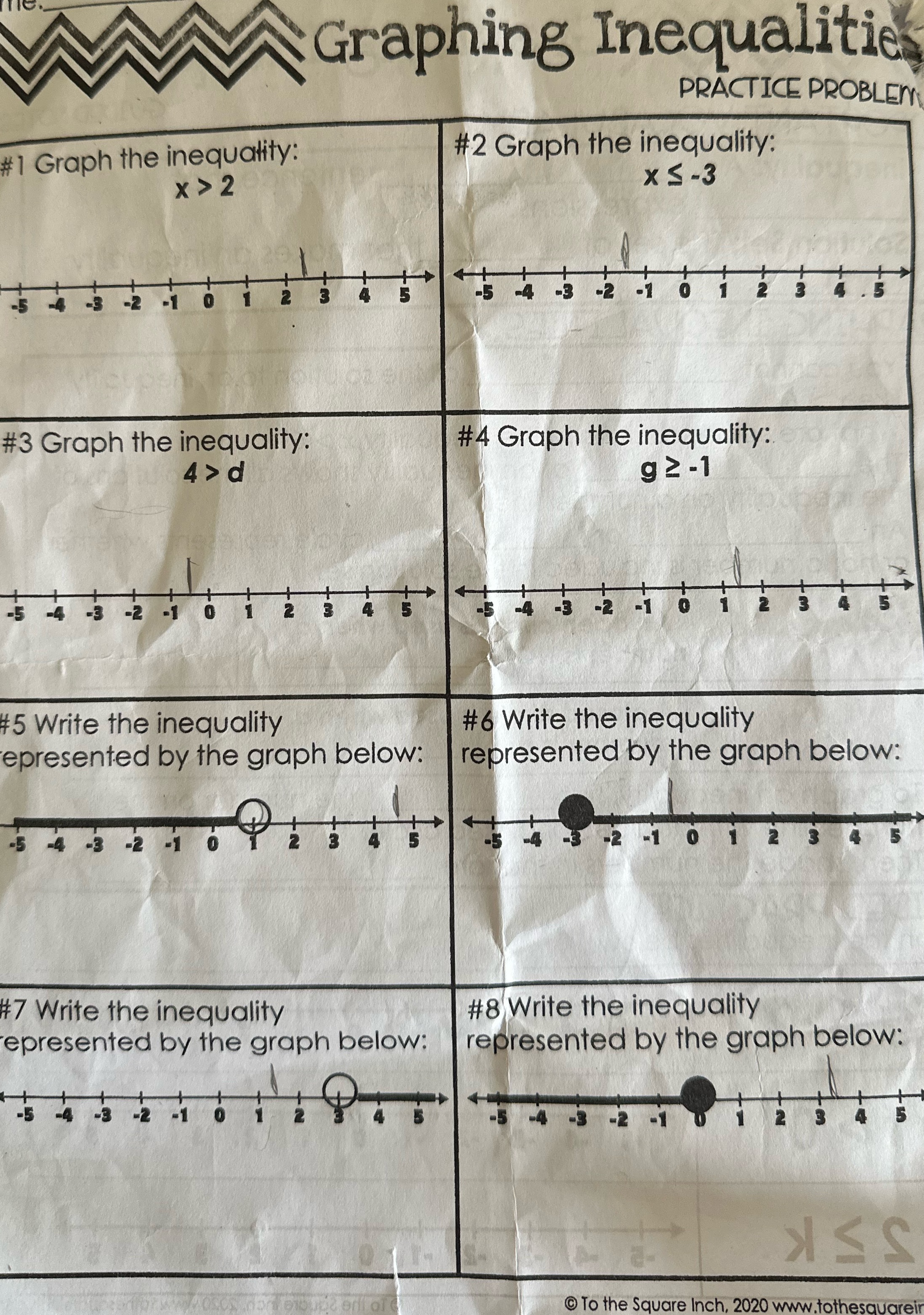  Graphing Inequalities PRACTICE PROBLEM #1 Graph the inequality: #2 Graph the
