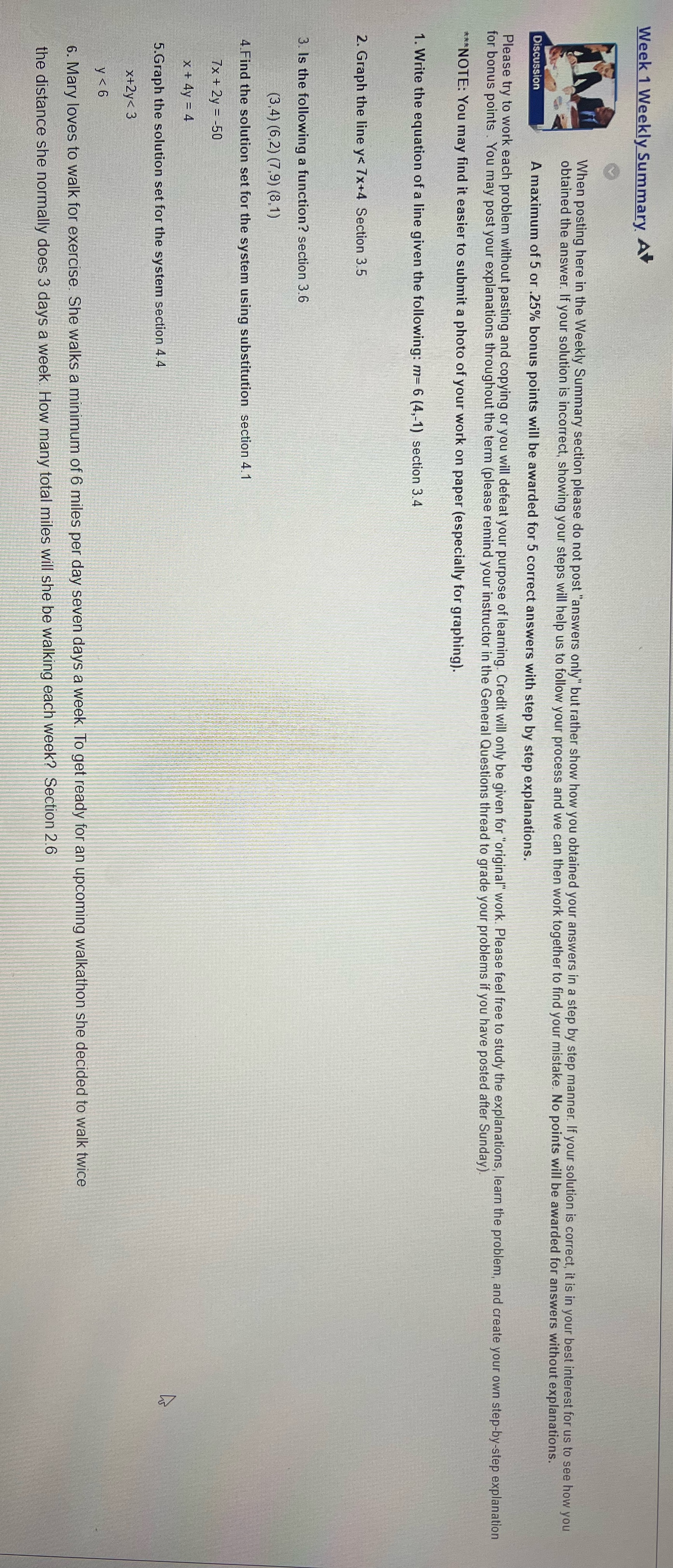 I'm taking intermediate algebra Week 1 Weekly Summary. A When posting here