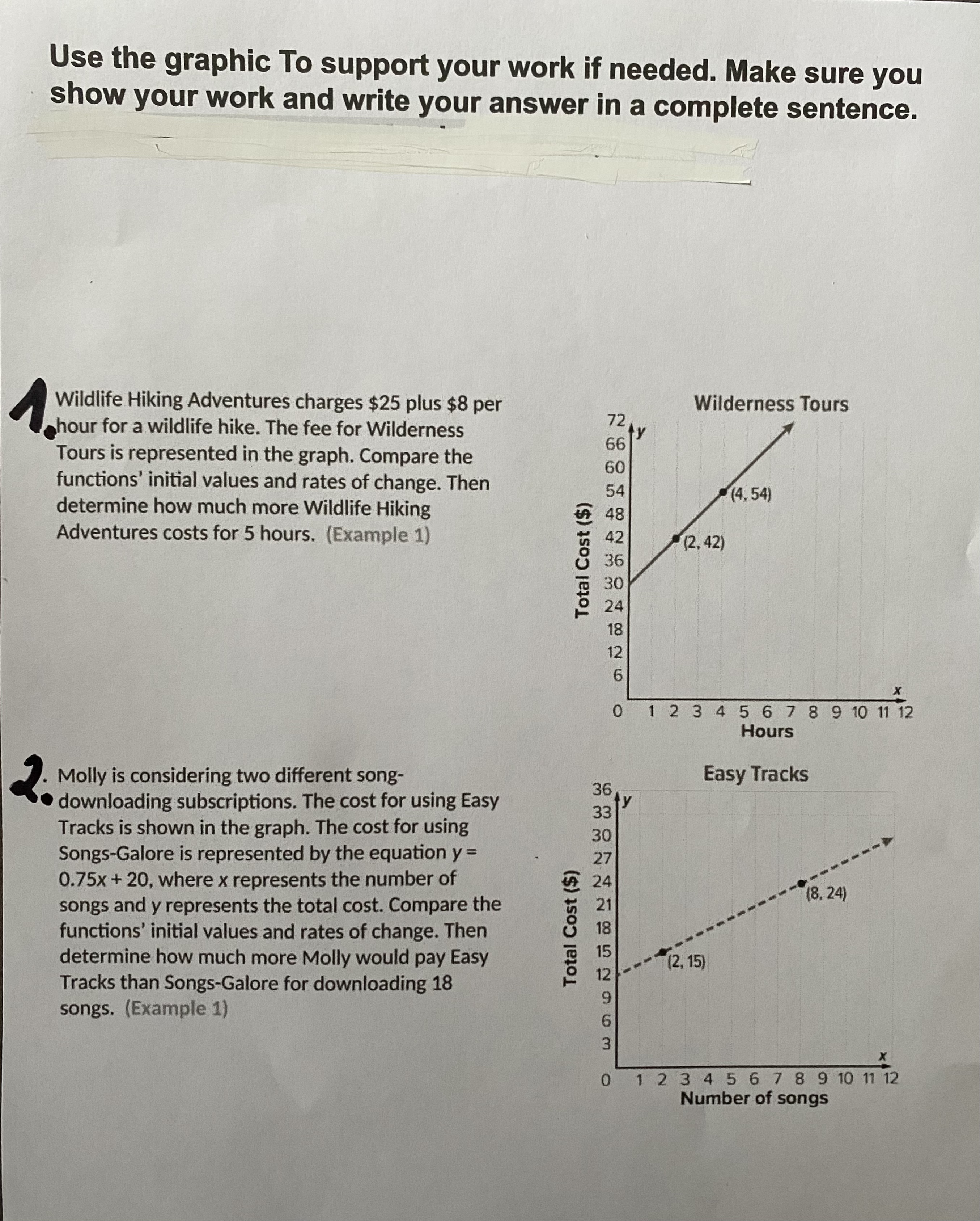Use the graphic To support your work if needed. Make sure